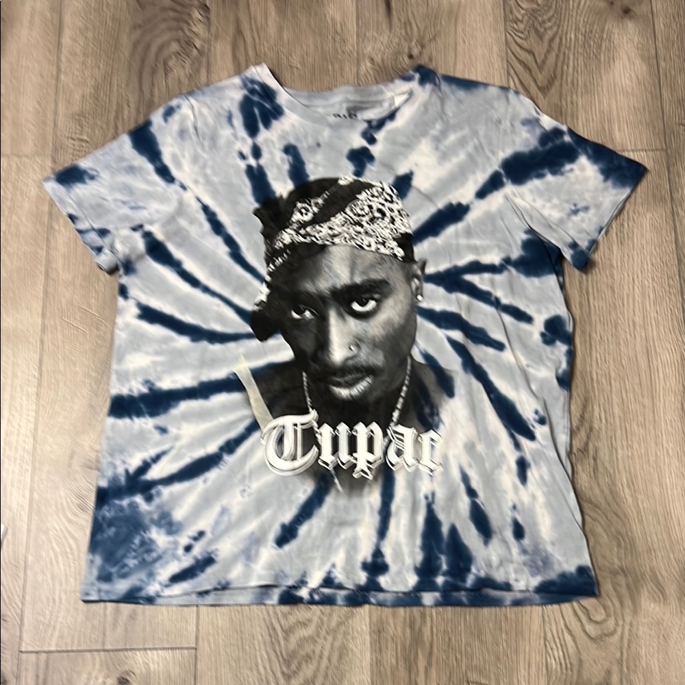 TUPAC Blue Tie-Dye Graphic T-Shirt